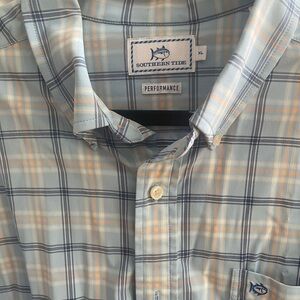 Southern Tide Blue and Orange Casual Button Down Shirt
